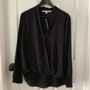 Max Studio | Black wrap front blouse | Size S